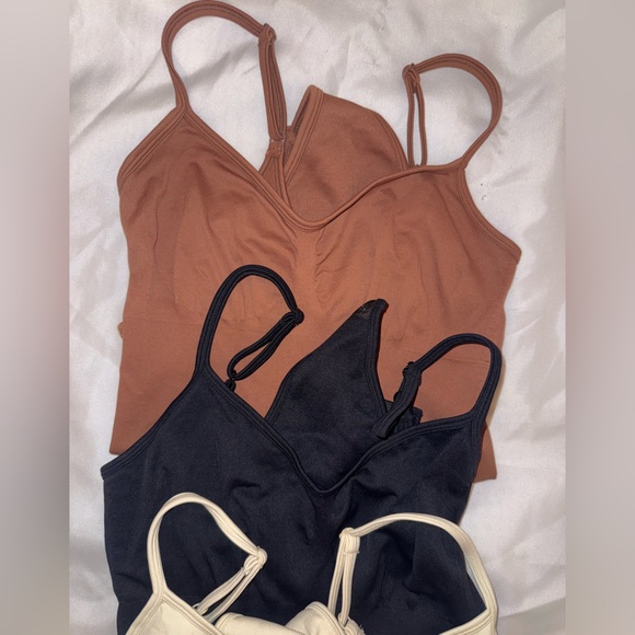 3 NWOT Women's Bodysuit Cami Tank Tops in Brown, Black & Cream OQQ size large - Picture 3 of 9